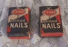 2 Boxes Vintage Antique W.W. Cross Brassed Sterilized Cobbler's 4/8" Nails USA