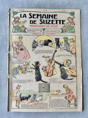 La Semaine de Suzette 1908 Feb 13 Bleuette Doll Coat pattern FRENCH children's
