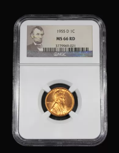 1955 D  LINCOLN  WHEAT CENT PENNY NGC MS66 UNC MS66RD US COIN CERT# 3779969-021