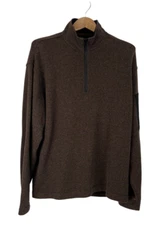 Orvis Brown Quarter Zip Sweater Pocket on Long Sleeve Men's Size XL