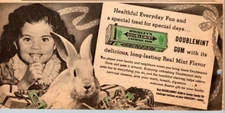 1941 Print  Wrigley's Chewing Gum Doublemint Little Girl Easter Basket Bunny