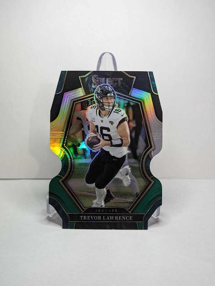 2022 Select Premier Level Black & Green Prizm Die Cut Trevor Lawrence #145 Jags