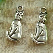 180 Pcs Tibetan Silver Cat Charms Pendant 22X9MM S3657 DIY Jewelry Making