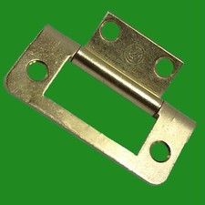2x 50mm x 28mm 2 Inch Hurlinge Mild Steel Brass Coated Flush Inset Door Hinge