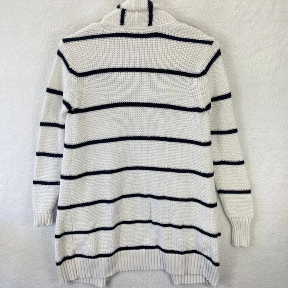 Athleta Highlands Wrap Cardigan Sweater Women’s Size S White Black Striped - Image 2 of 4