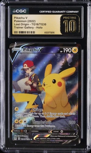 2022 POKEMON LOST ORIGIN FULL ART HOLO #TG16 PIKACHU V CGC 10 PRISTINE