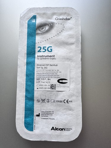 Alcon Labs / Grieshaber ADVANCED DSP Backflush Soft Tip 25G Ophthalmology QTY: 1