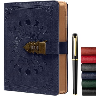 Lock Diary for & Men, A5 240 Pages Lockable Journal with Pen, Vintage Edge De...