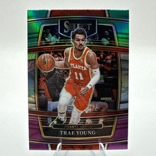 TRAE YOUNG 2021-22 Panini Select - Concourse #26 Green White Purple Prizm Hawks