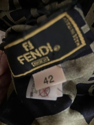 Fendi one-piece swimsuit FF Zucca check pattern olive green black