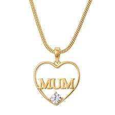 Women?s 9ct Gold MUM Heart Pendant Necklace 22" Long Chai GF