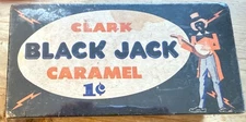 Vintage 1940s Clark Black Jack Caramel 1c candy advertising box