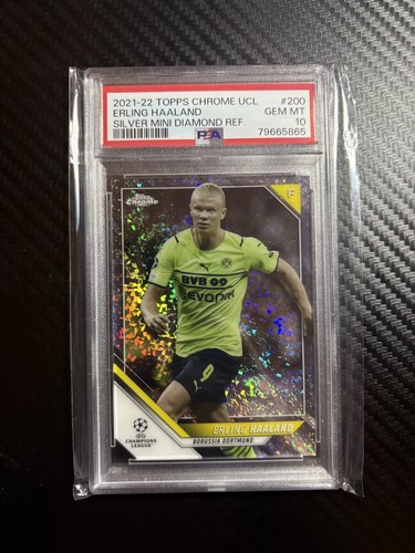 2021-22 Topps Chrome UCL Erling Haaland #200 Mini Diamond /299 PSA 10 Gem Mint