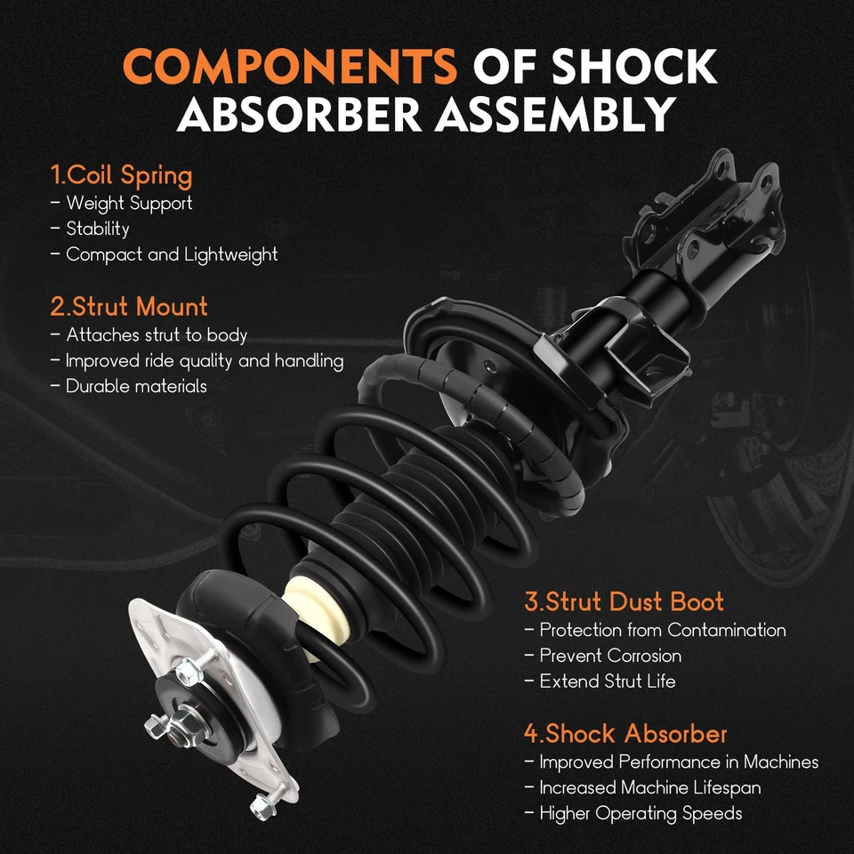 4 Pcs Quick Complete Struts Shocks Springs & Mount For 2001-2007 Volvo V70 FWD - Изображение 2 из 4