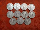 90% Silver Coin Lot of 11 Standing Liberty Quarters $2.75 FV - All Different