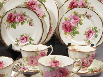Royal Albert American Beauty England Rose  Salad Bread Plate Cup DINNER SET