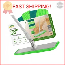 Turbo Microfiber Mop Floor Cleaning System - 18-inch Dust Mop with 4 Reusable Pa