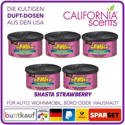 5x California Scents Lufterfrischer Shasta Strawberry für Auto Wohnmobil Büro Ha