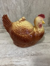 Vintage 1950's Fapco Chicken Hen Ceramic Cookie Jar made in USA, art pottery