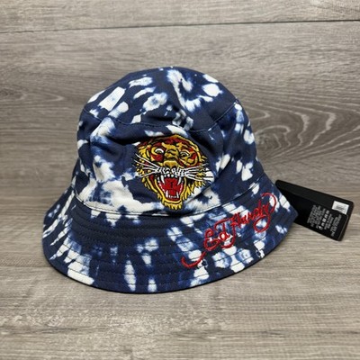 Ed Hardy Bucket Hat Tiger Embroidered Tie Dye Y2K Tattoo Streetwear Retro Logo