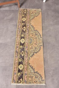 Rug, 1,5x4,8 ft Vintage Rug, Brown Animal Print Rug Wool