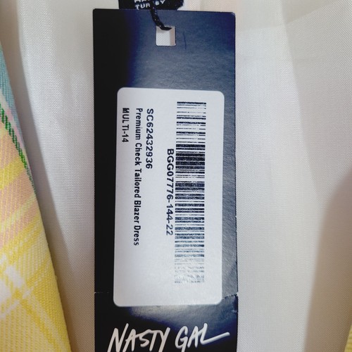 BNWT NEW NASTY GAL 14 BLAZER JACKET CHECK MULTICOLOUR PREMIUM OVERSIZE LadiesSH2 - Picture 8 of 11