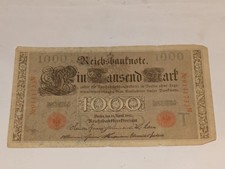 Reichsbanknote 1000 Mark  Berlin 21. April 1910 - rot gestempelt Nr. 9141733 M