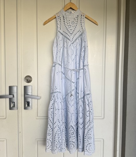 Zimmermann Dress Size 0 AU 6-8 /US 2-4 Epoque Broderie Anglaise Lace Blue Midi - Bild 5 von 16