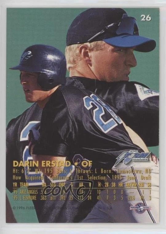 1996 Fleer Excel Darin Erstad #26 Rookie RC - Image 2 of 2