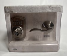 Camelot Satin Nickel Keypad Electronic Door Lock Deadbolt and Accent Handle