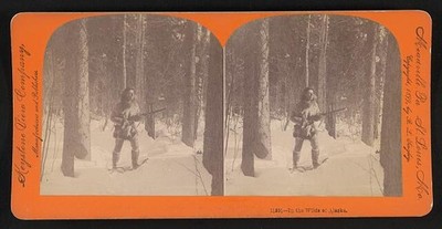 Photo:Alaska 1899 In the Wilds of Alaska Man in Snow Stereoview