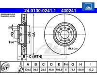 2 St. Bremsscheibe Ate 24.0130-0241.1 FüR Peugeot 308 Ii Ds