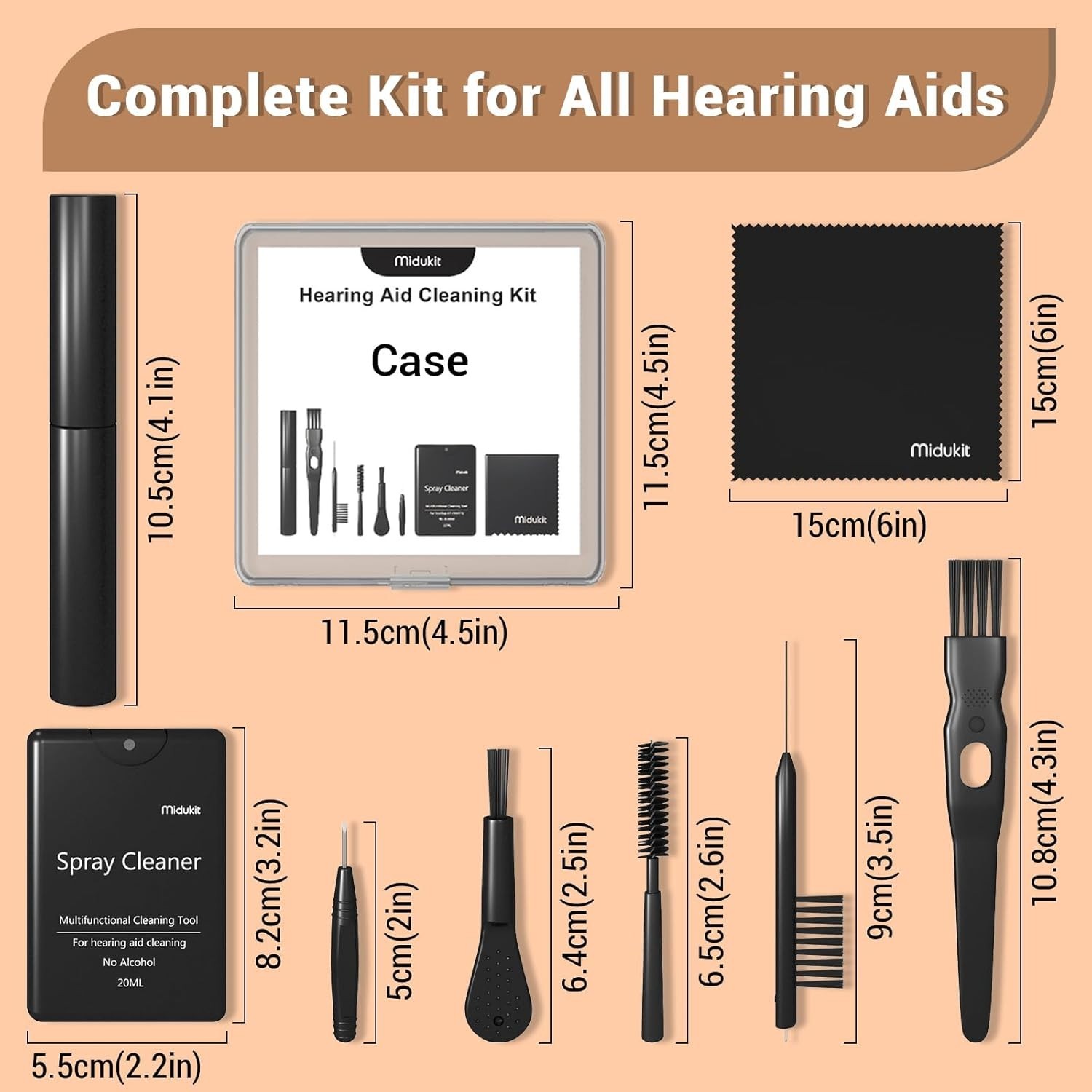 Premium Hearing Aid Cleaning Kit - Compatible with Rechargeable Hearing Aid with