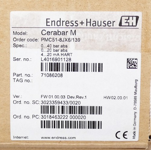 Endress+Hauser Cerabar M PMC51-8JX6/139 digitaler Drucktransmitter -unused/OVP- - Bild 2 von 8