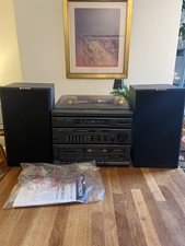 Hitachi MD-02 Hi-Fi System with Speakers, Turntable, Tuner, and Cassette Stack
