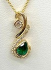 Pear Engagement 14K Gold Fn Pendant Art Deco Vintage Style Lab Created Emerald