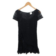 Red Valentino Cotton Lace Knee Length Short Sleeve Dress Size 38 Navy from Japan