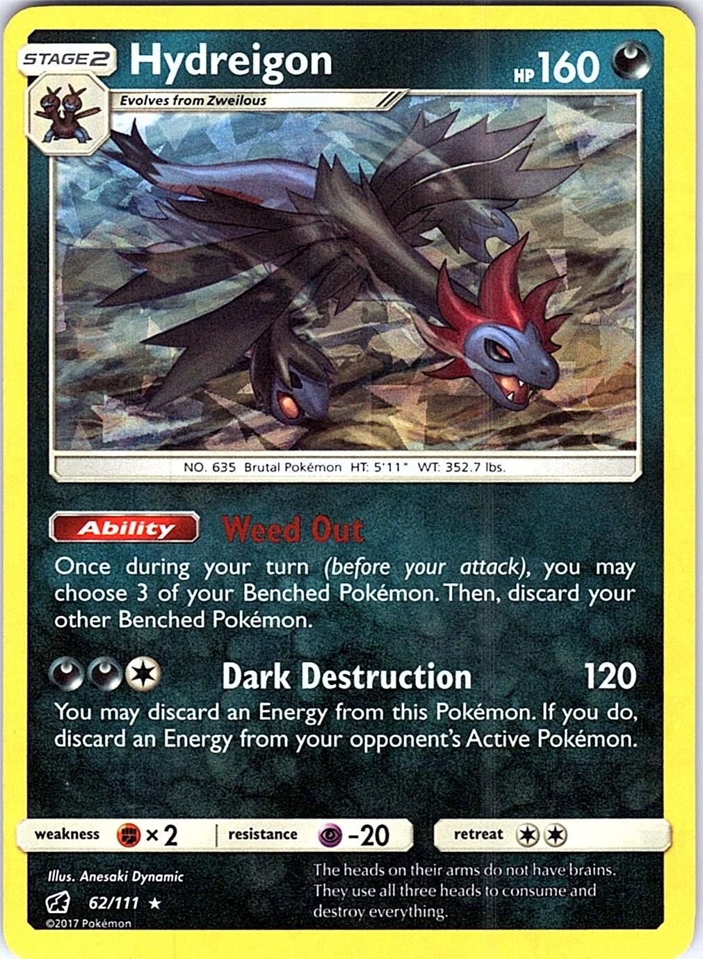 Hydreigon Rare SM - Crimson Invasion 62/111 NM