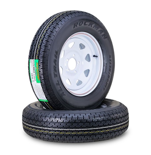 2 ROCKMAN Trailer Tire Wheel ST175/80R13 6-Ply C 91M 5 Lug on 4.5" White Spoke