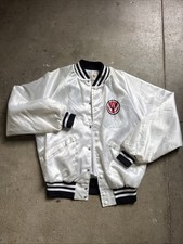 Vintage Van Wyk Freight Lines Satin Bomber Jacket VW Logo White USA Made M