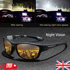 Unisex Night Vision Driving Glasses Anti Glare Yellow Lens HD Vision UK