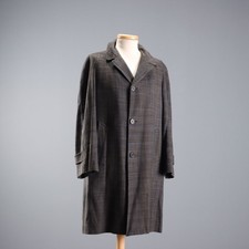 Aquascutum Cappotto Uomo Vintage Lana Scozzese Taglia L Anni 80 Originale