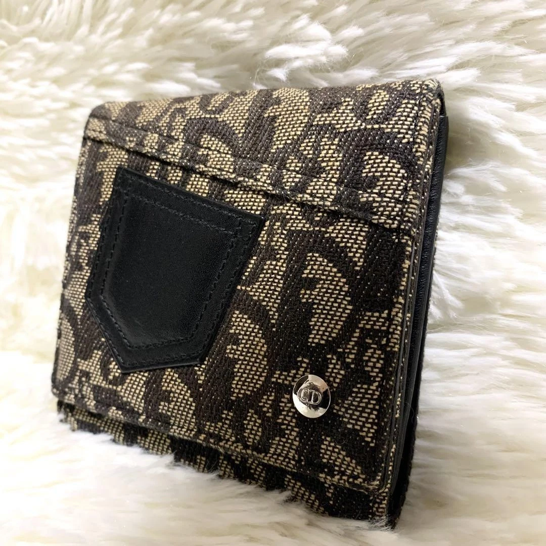 Portefeuille Dior Trotter double pli cuir toile accessoire luxe
