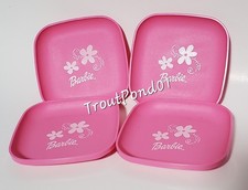Tupperware Toys Children's Mini Party 4 Inch Kids Plates Set Barbie Doll Pink