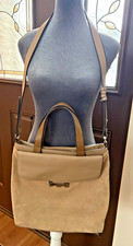 Vince Camuto Vivia Leather Suede Crossbody Tote Bag Sahara Sand Purse Handbag
