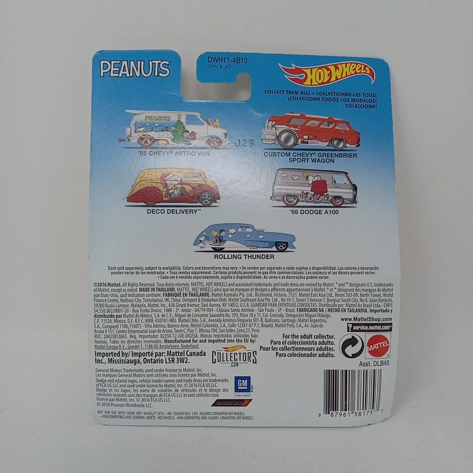 Hot Wheels Peanuts Linus Snoopy, Woodstock Holiday Metal Deco Delivery 2016 - Image 2 of 4