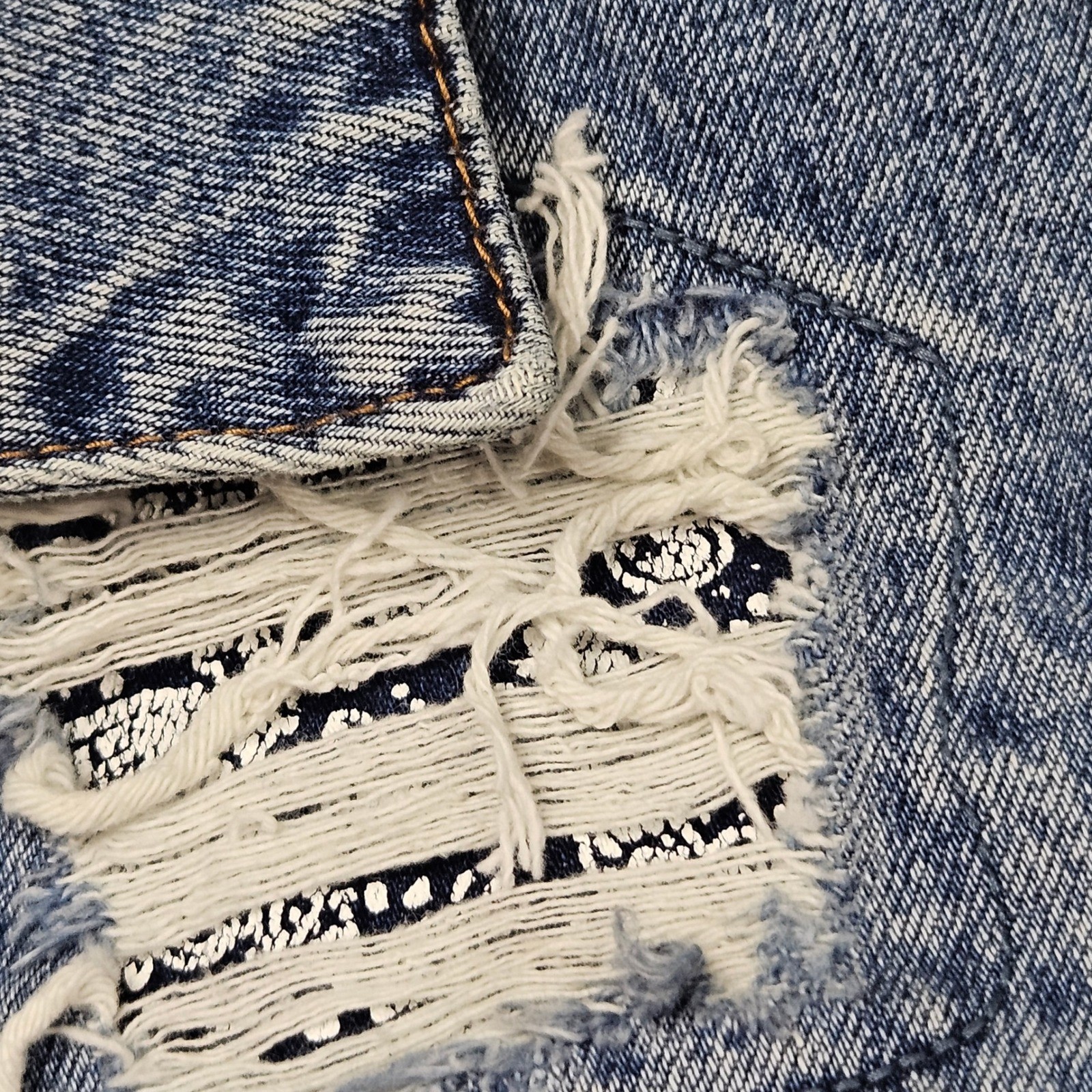 Patchwork Reworked Jean Jacket S Crop Distressed … - image 9