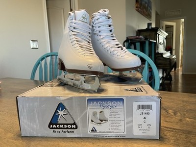 Jackson Ultima Mystique Women Ice Skates w/ Ultima Mark II Blades, White, Size 4