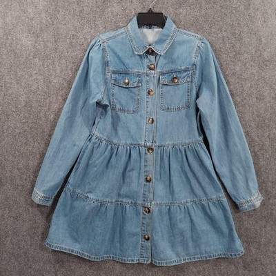 denim tiered shirt dress CurveWow Chambray Tiered Shirt Dress Curvewow