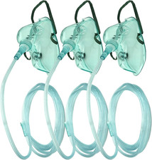 Oxygen Mask for Face Adult with 7 Ft Tube Adjustable Elastic Strap XL Green